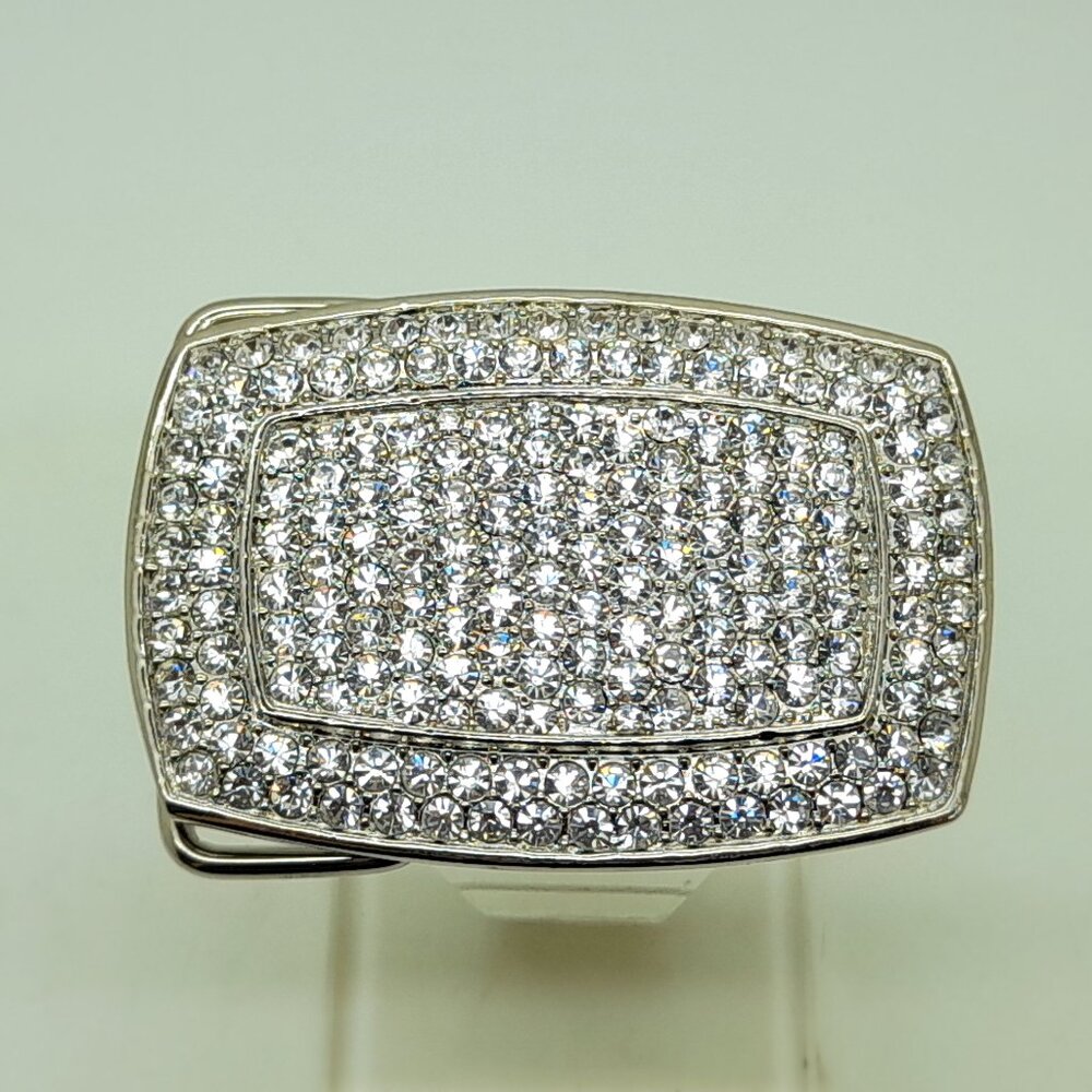 Silver Crystal Belt Buckle